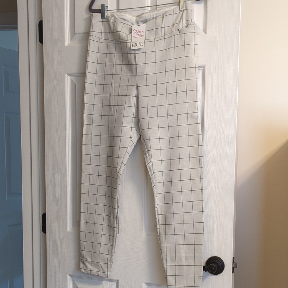 HUE Kids Cream Grid Leggings